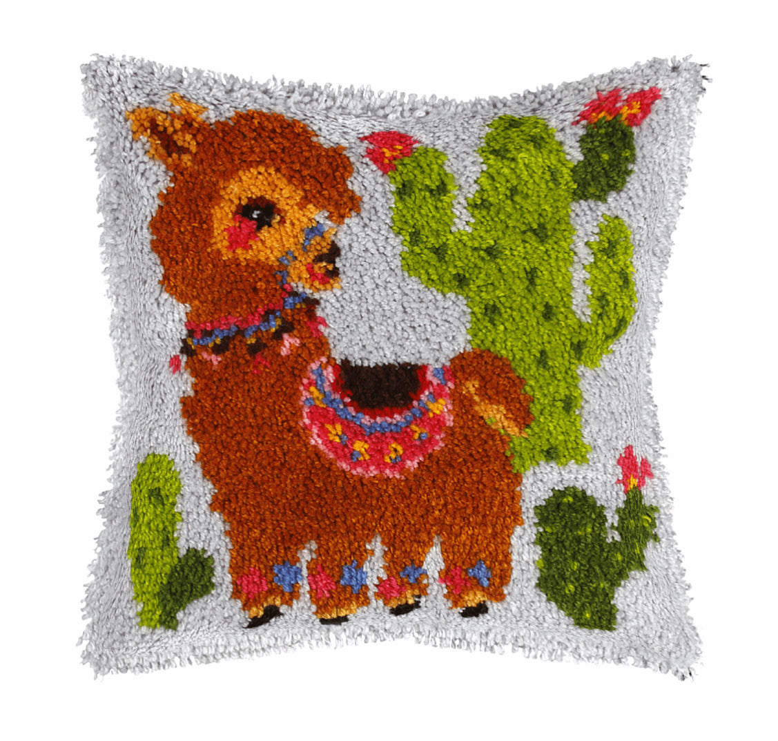 Latch Hook Kit: Cushion: Large: Llama – Gilliangladrag